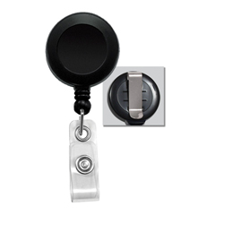 Black Round Badge ID Reel with Strap and Slide Clip 525-I or 2120-303